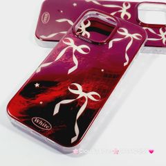 Case Ốp điện thoại iPhone Nơ Trắng Nền Đỏ White iPhone 12/13/14/15/16/Pro/Promax