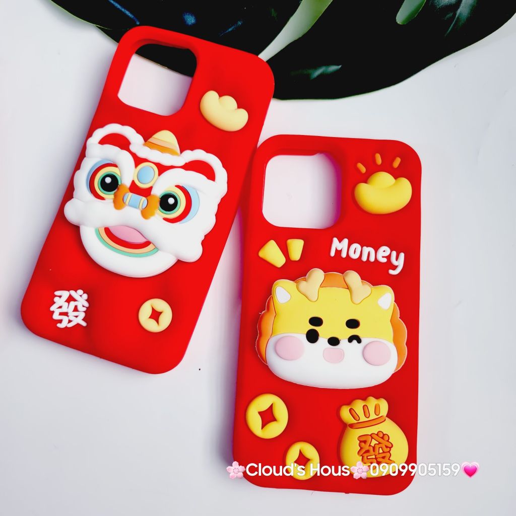 Case Ốp điện thoại iPhone Su dẻo Lân Vàng kèm Popsocket iPhone 11/12/13/14/15/Pro/Promax - TẾT
