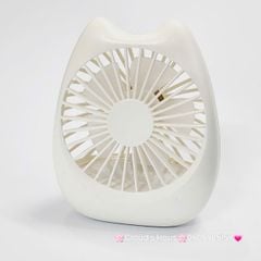 Mini Fan - Quạt Cầm Tay - Để Bàn Tai Mèo Trắng Trơn
