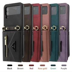Case Ốp điện thoại Samsung Chất da lộn Kèm ví đựng tiền mini Có dây đeo Sang trọng Samsung Z Flip 3/4