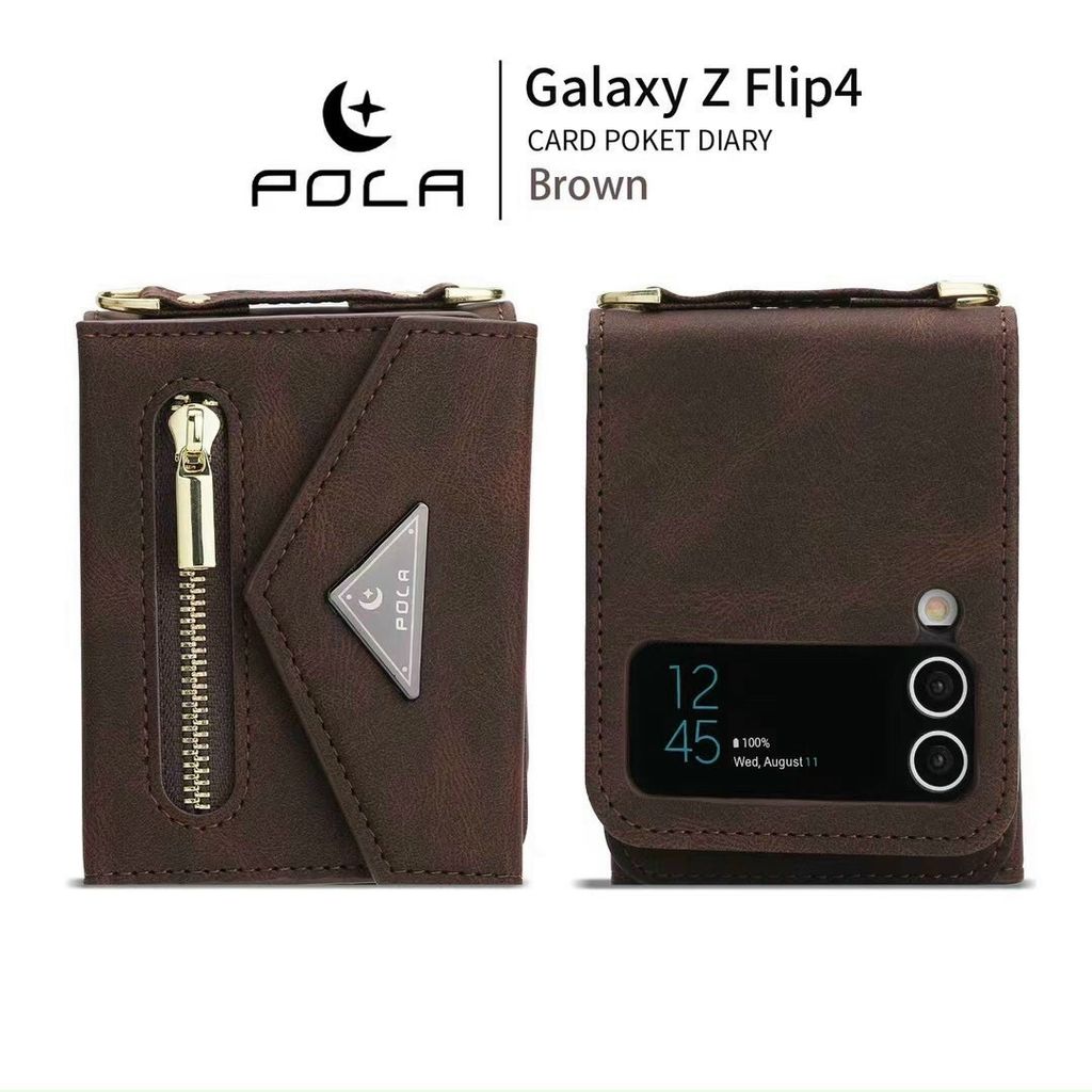 Case Ốp điện thoại Samsung Chất da lộn Kèm ví đựng tiền mini Có dây đeo Sang trọng Samsung Z Flip 3/4