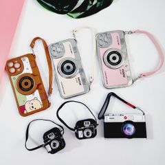 CASE IPHONE Máy Chụp Ảnh Da Có Dây Đeo Sang Chảnh (2 màu)