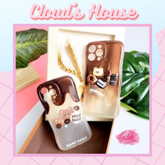 Case Ốp điện thoại iPhone CHỐNG SHOCK ICON 3D NỔI CÀ PHÊ nâu Chất phao Viền gợn sóng iPhone 11/12/13/14/Plus/Pro/Promax