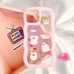 Case Ốp điện thoại iPhone Trong Icon Nổi Gợn Sóng Cô Gái Baby  iPhone 11/12/13/14/Plus/Pro/Promax