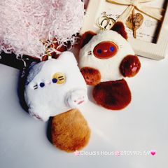 Móc Khóa Gấu Bông Mèo Bông Dễ Thương Squeaker Có Tiếng