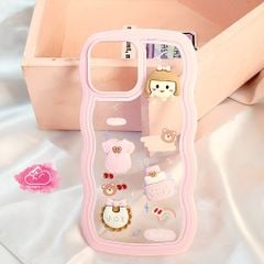 Case Ốp điện thoại iPhone Trong Icon Nổi Gợn Sóng Cô Gái Baby  iPhone 11/12/13/14/Plus/Pro/Promax
