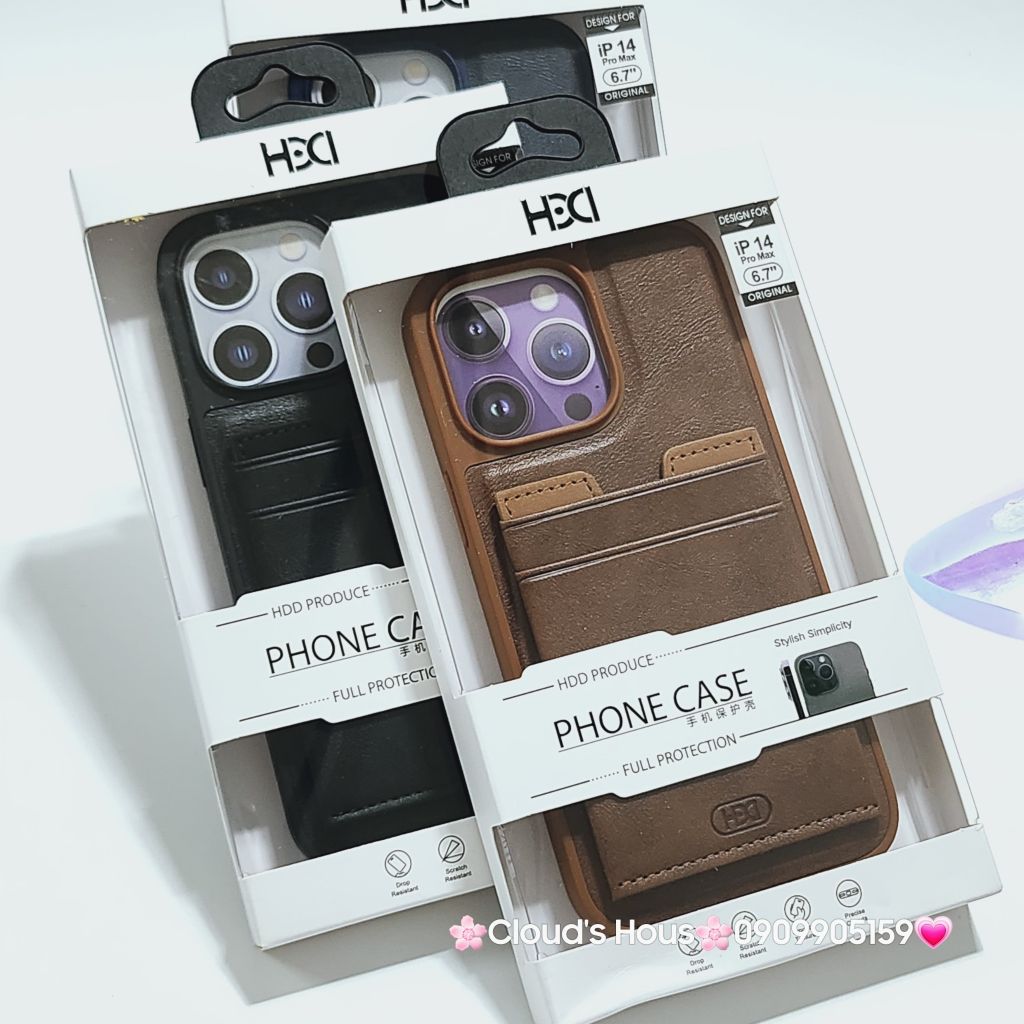 Case Ốp điện thoại iPhone HDD Da Đựng Card Chống dựng iPhone 11/12/13/14/Pro/Promax