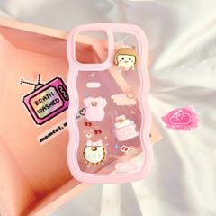 Case Ốp điện thoại iPhone Trong Icon Nổi Gợn Sóng Cô Gái Baby  iPhone 11/12/13/14/Plus/Pro/Promax