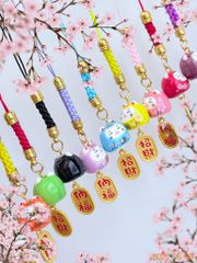 Móc Điện Thoại Móc Túi Phụ Kiện Đẹp Mèo Thần Tài Mini chất liệu sứ