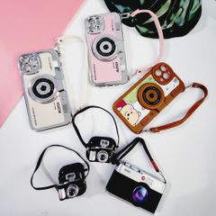 CASE IPHONE Máy Chụp Ảnh Da Có Dây Đeo Sang Chảnh (2 màu)