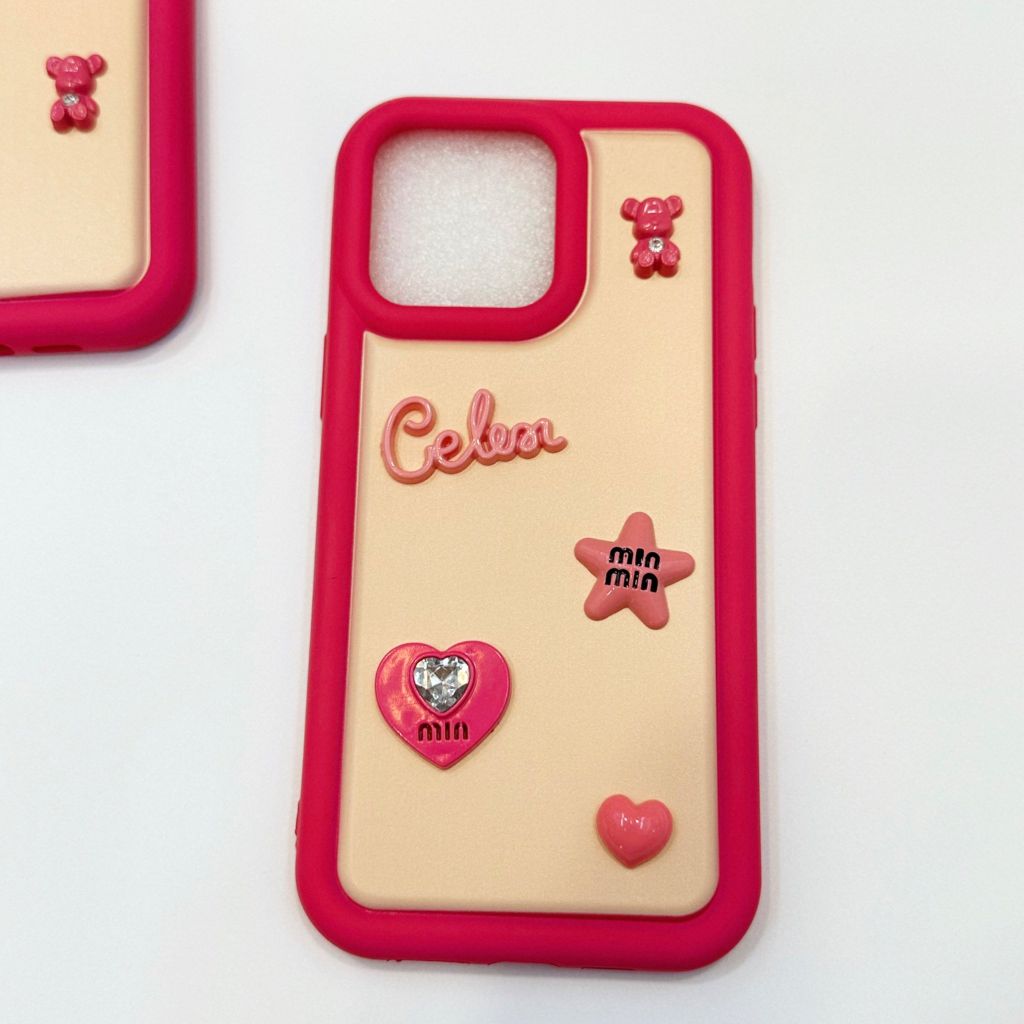 Case Ốp điện thoại iPhone Phao Viền Hồng Barbie & Celin icon nổi bánh bèo iPhone 11/12/13/14/15/Pro/Promax