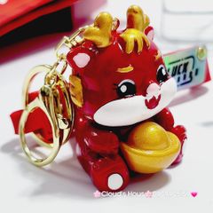 Móc Khóa Rồng Cầm Thỏi Vàng TẾT - Dây Good Luck