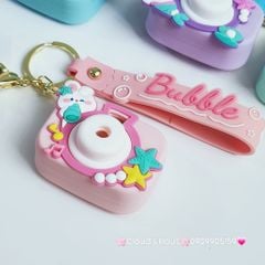 Móc Khóa Máy Ảnh Thỏ Trắng Bubble Có đèn