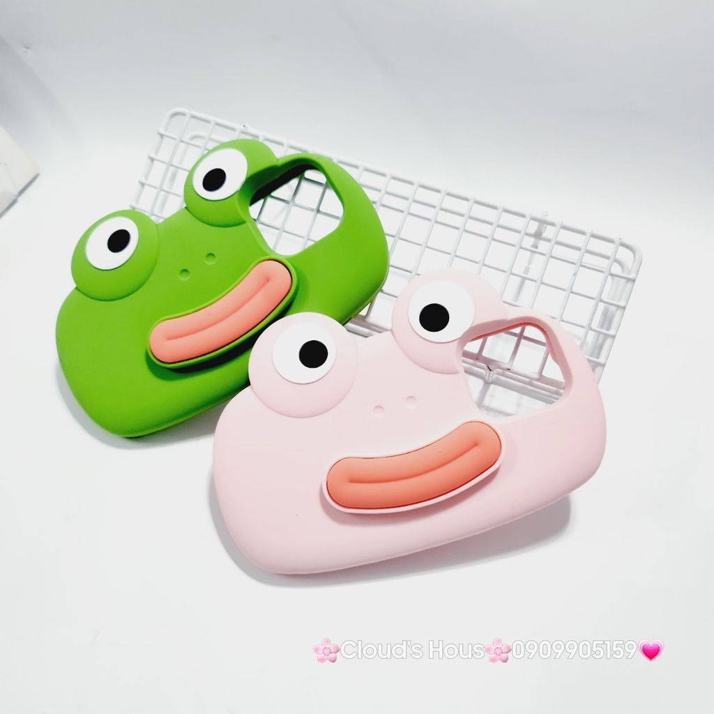 Case Ốp điện thoại iPhone Su dẻo Ếch Môi Dày 3D Nổi Xanh & Hồng iPhone 11/12/13/14/15/Pro/Promax