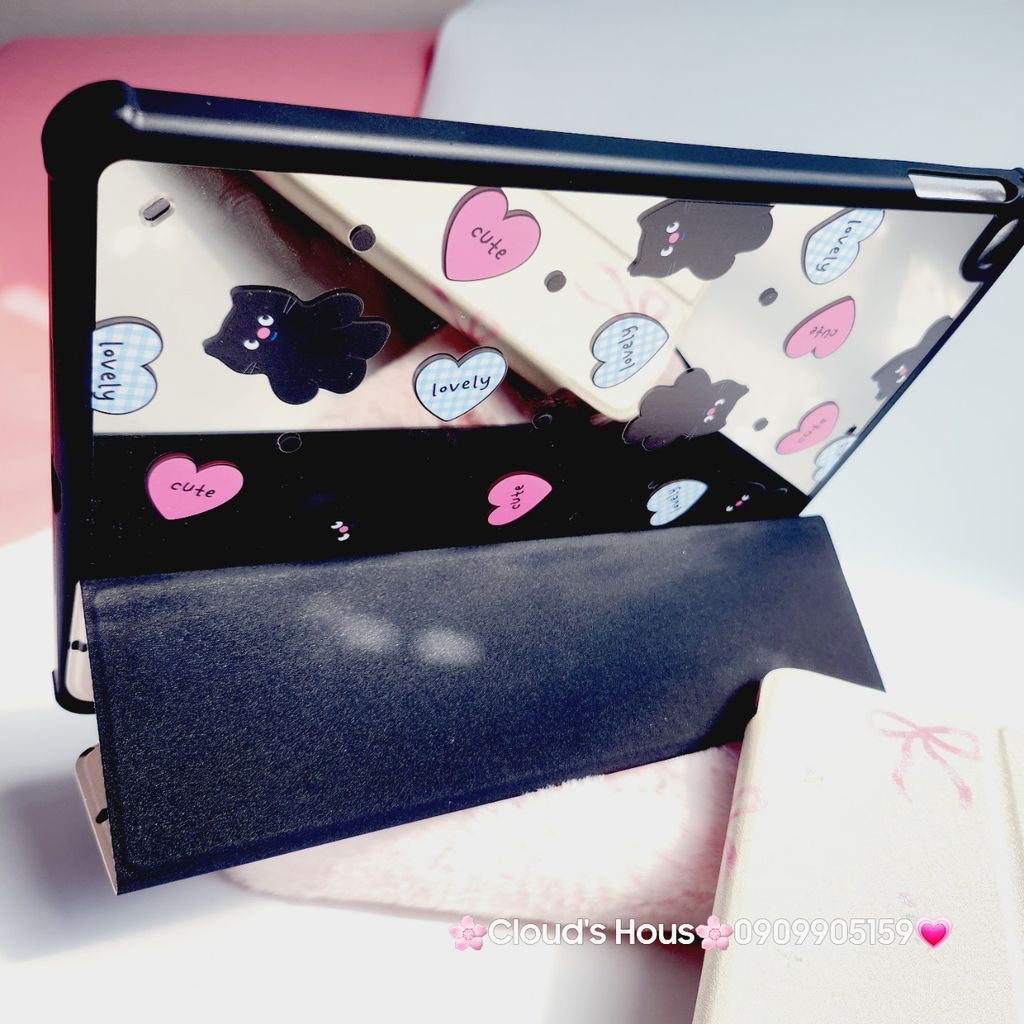 Case Ốp Bao da iPad Mèo Đen Cute Lovely Lưng Gương iPad 9.7/10/10.2/10.5/10.9/11/12.9inch