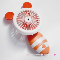 Quạt Cầm Tay Mini Thân Sọc Tai Gấu Tai Thỏ Tai Mèo