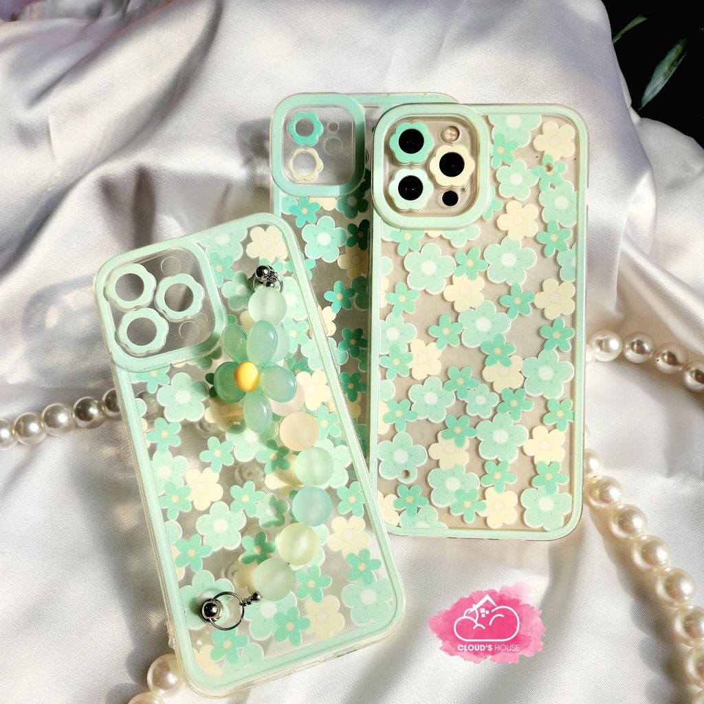 Case Ốp điện thoại Iphone Trong Hoạ Tiết Hoa Xanh Nhỏ iPhone 11/12/13/14/Plus/Pro/Promax