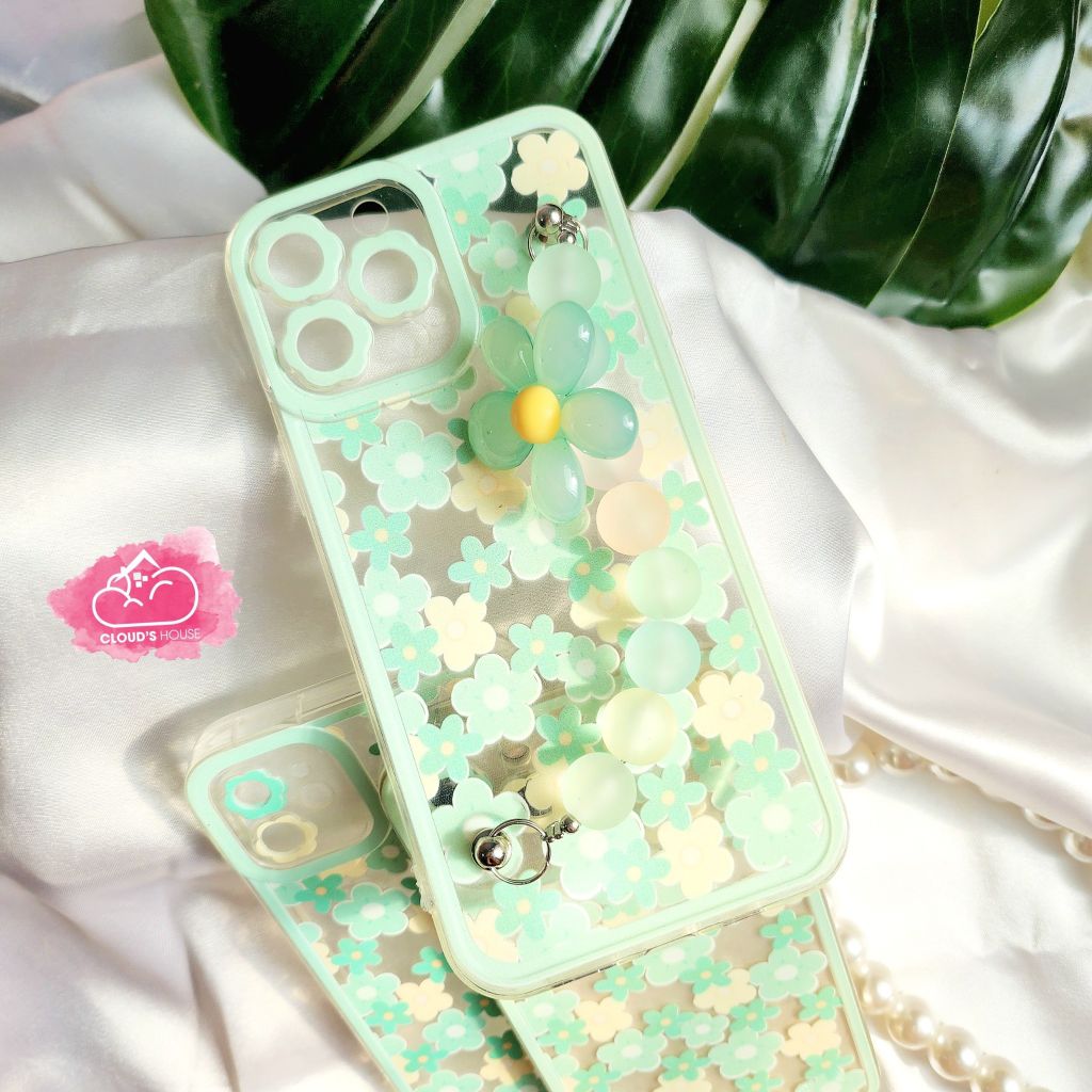 Case Ốp điện thoại Iphone Trong Hoạ Tiết Hoa Xanh Nhỏ iPhone 11/12/13/14/Plus/Pro/Promax