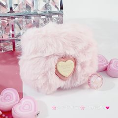 Cover Case Vỏ bảo vệ Airpod Lông Hồng trái Tim kèm móc khóa Airpod 1/2/3/Pro/Pro2