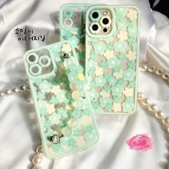 Case Ốp điện thoại Iphone Trong Hoạ Tiết Hoa Xanh Nhỏ iPhone 11/12/13/14/Plus/Pro/Promax