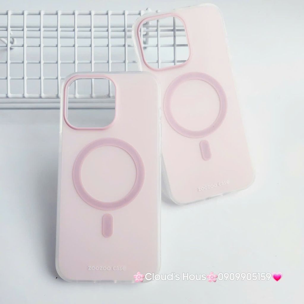Case Ốp điện thoại iPhone Trong Nhám Magsafe Hồng Pastel Zoozoo Case iPhone 12/13/14/15/16/Pro/Promax