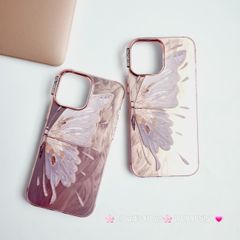 Case Ốp điện thoại iPhone Con Bướm Butterfly Hologram Nền Hồng iPhone 11/12/13/14/15/Pro/Promax