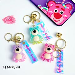 MÓC KHÓA GẤU DÂU LOTSO Hologram Bling bling