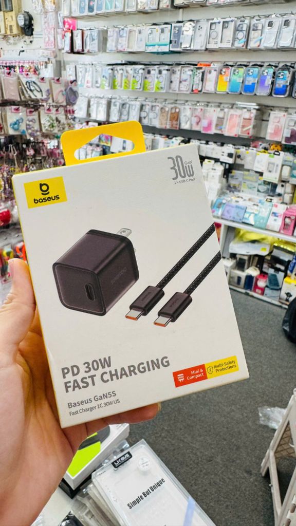 COMBO BỘ SẠC PD 30W FAST CHARGING BASEUS GaN5S CHÍNH HÃNG (CN SET)