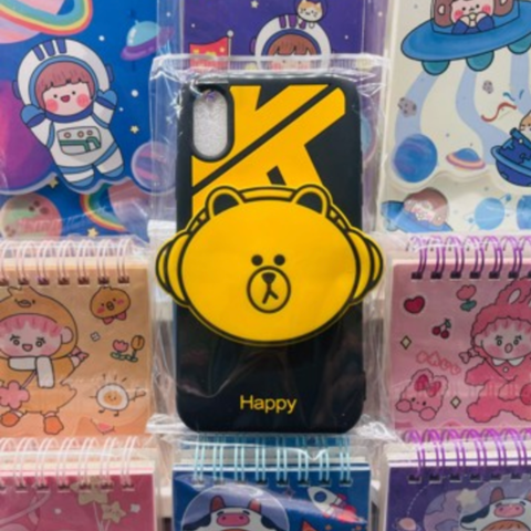 Case Ốp điện thoại iPhone SU DẺO Gấu Line đeo tai nghe