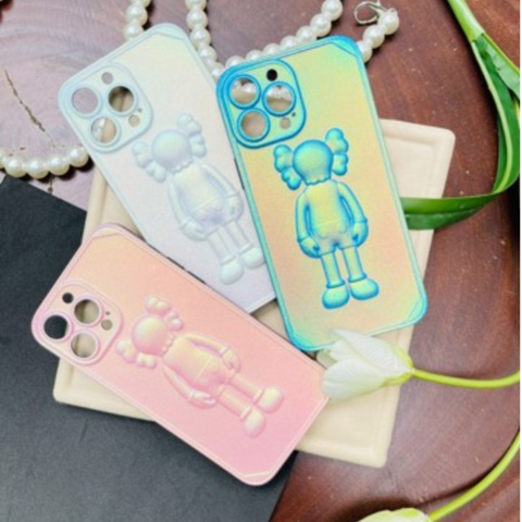 Case Ốp điện thoại Bearbrick Kaws Nhám đá mài 3D nổi Hologram iPhone X/Xs/XsMax/11/12/Pro/Promax