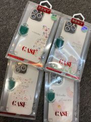 Case Ốp điện thoại iPhone Trong Hình Hoa Viền Cam Bảo Vệ Đính Đá (Hộp REKY) iPhone 12/13/Pro/Promax