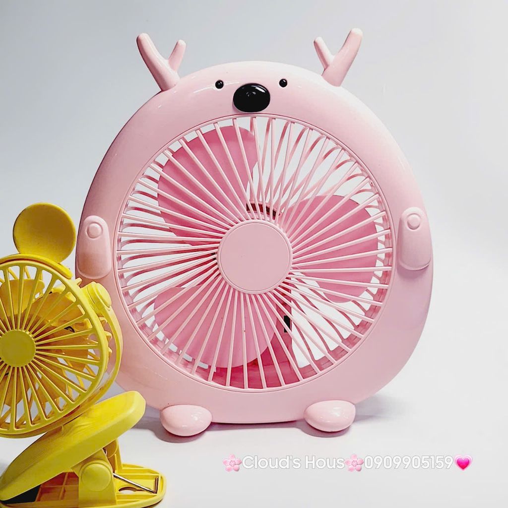 Mini Fan - Quạt Để Bàn Hình Tuần Lộc Có Sừng ( loại to)