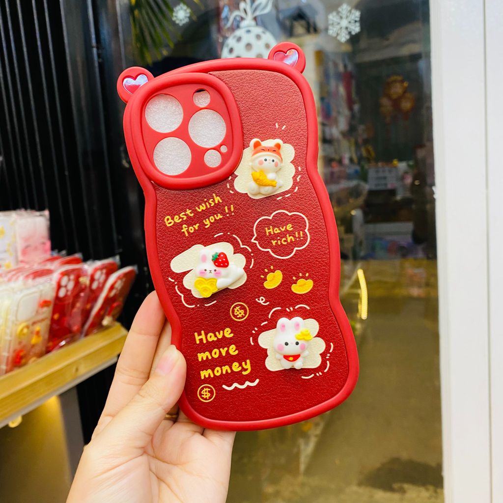 Case Ốp điện thoại iPhone Tai Gấu - Thỏ Tết icon nổi iPhone 11/12/13/14/Pro/Promax (2 mẫu) - TẾT