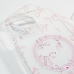 Case Ốp điện thoại iPhone Magsafe Nền Trắng Nơ Hồng PopSocket iPhone 12/13/14/15/16/Pro/Promax