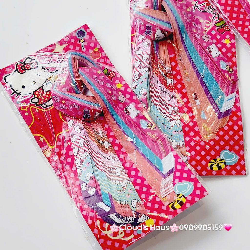 Giấy Gấp Sao Hình Hello Kitty