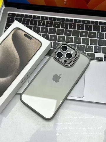 Case Ốp điện thoại iPhone Aapoo Trong Chống Dựng Viền Màu kèm cường lực Camera iPhone 14/15/Pro/Promax