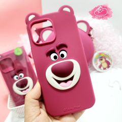 Case Ốp điện thoại iPhone Gấu dâu Lotso Su dẻo 3D Nổi Chính hãng Disney iPhone 12/13/14/Pro/Promax