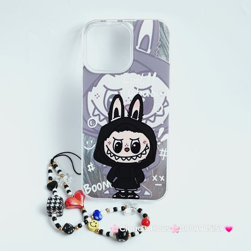 Case Ốp điện thoại iPhone Cool Labubu Mặc Hoodie Ánh Lông Vũ Bạc Hologram iPhone 7+/8+/X/XSM/11/12/13/14/15/Plus/Pro/Promax