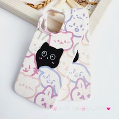 Case Ốp điện thoại iPhone Mèo Đen Cute dẻo nền trắng iPhone 11/12/13/14/15/Pro/Promax