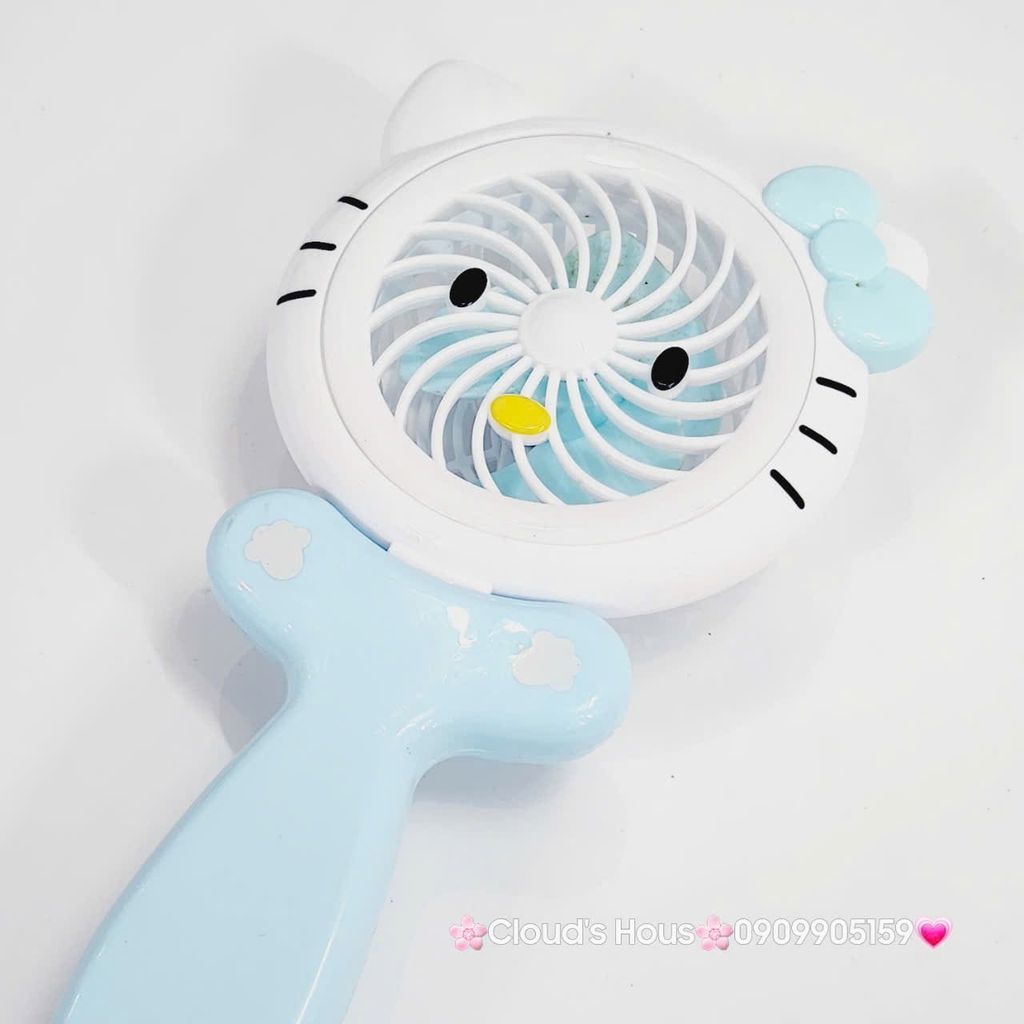 Mini Fan - Quạt Cầm Tay Hello Kitty Xanh dương
