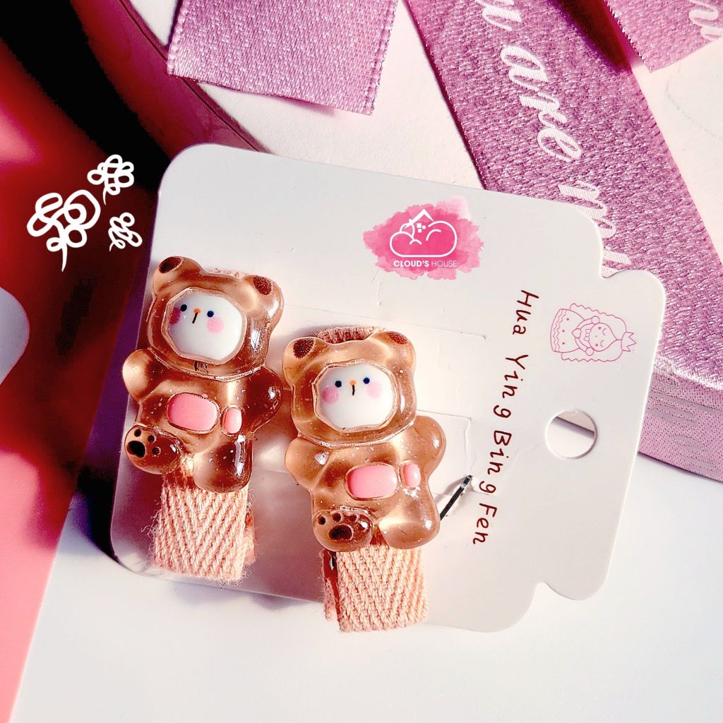 Kẹp tóc Charm gấu cho bé (5 màu)