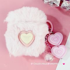 Cover Case Vỏ bảo vệ Airpod Lông Hồng trái Tim kèm móc khóa Airpod 1/2/3/Pro/Pro2