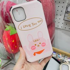Case Ốp điện thoại iPhone GẤU & THỎ COUPLE nhám da I LOVE YOU TOO iPhone 7/8/X/Xs/11/12/Plus/Max/Pro/Promax