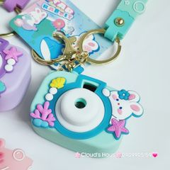 Móc Khóa Máy Ảnh Thỏ Trắng Bubble Có đèn