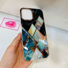 Case Ốp điện thoại iPhone Vân đá Mable Galaxy Xanh đen