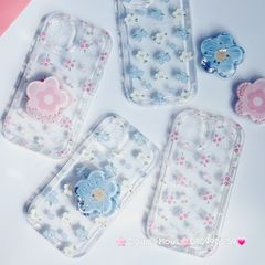 Case Phao Ốp điện thoại iPhone Trong Suốt Hoa có Popsocket IPhone 11/12/13/14/15/Pro/Promax