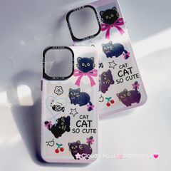 Case Ốp điện thoại iPhone Mèo Đen Hologram Nền Trắng Cat So Cute iPhone 11/12/13/14/15/Pro/Promax