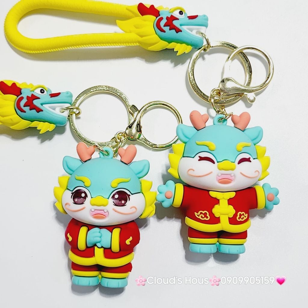 Móc Khóa Rồng Xanh Áo Đỏ Chúc TẾT (2 dây)