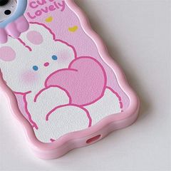 Case Ốp điện thoại iPhone thỏ cute Nhám da tai thỏ gợn sóng cam tròn iPhone 11/11promax/12pro/12promax/13/13pro/13promax/14/14pro/14promax