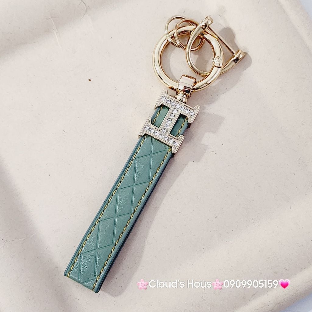 Móc Khóa Dây Da Hermes Đính đá Sang chảnh